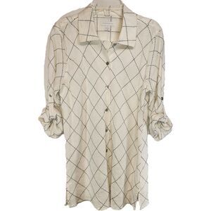 Charter Club 100% Linen Button Down Tunic Top Size 6